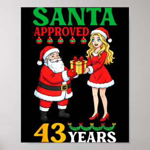 Santa genehmigt 43 Jahre Happy Birthday Weihnachte Poster