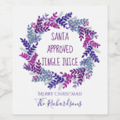 Santa genehmigte Jingle Juice Lila Weihnachten Weinetikett (Einzelnes Label)