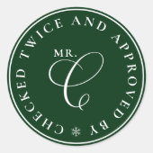 Santa genehmigte Nordpol Grüne Weihnachtskleber Runder Aufkleber (Vorderseite)