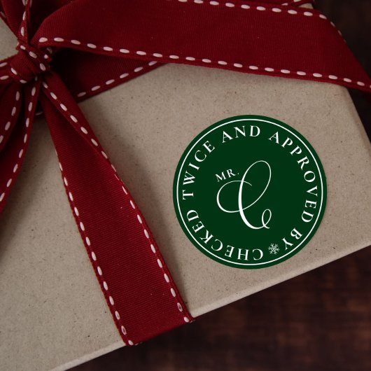 Santa genehmigte Nordpol Grüne Weihnachtskleber Runder Aufkleber