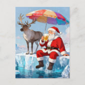 Santa genießt ein Bier auf einem Eisberg Postkarte (Vorderseite)