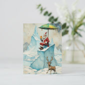 Santa genießt ein Bier auf einem Eisberg Postkarte (Stehend Vorderseite)
