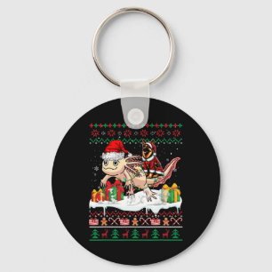 Santa German Shepherd Riding Axolotl Christmas Swe Schlüsselanhänger