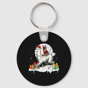 Santa German Shepherd Riding Llama Weihnachtsbesit Schlüsselanhänger