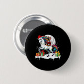 Santa German Shepherd Riding Unicorn Weihnachtsfei Button (Vorne & Hinten)