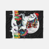 Santa German Shepherd Riding Unicorn Weihnachtsfei Fleecedecke (Vorderseite (Horizontal))