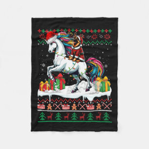 Santa German Shepherd Riding Unicorn Weihnachtssch Fleecedecke