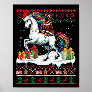 Santa German Shepherd Riding Unicorn Weihnachtssch Poster