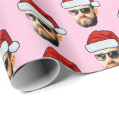Santa Gesicht Hut Weihnachtsgeschenk Geschenkpapier (Rolleneckpunkt)