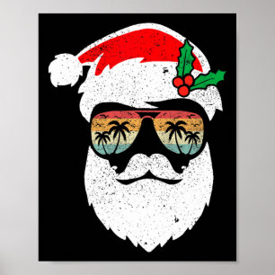 Santa Gesicht Retro Sonnenbrille Hawaii Weihnachte Poster