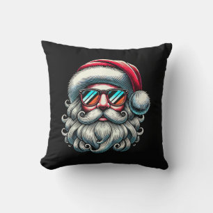 Santa-Gesicht Retro-Sonnenbrille Weihnachten Kissen