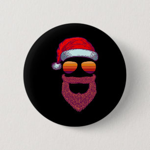 Santa-Gesicht Retro-Sonnenbrille Weihnachten Xmas Button