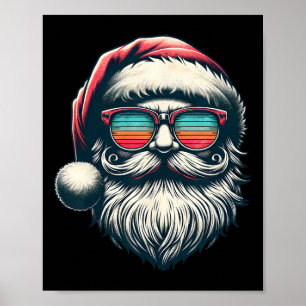 Santa-Gesicht Retro-Sonnenbrille Weihnachten Xmas Poster
