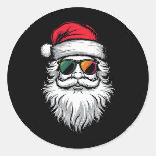 Santa-Gesicht Retro-Sonnenbrille Weihnachten Xmas  Runder Aufkleber