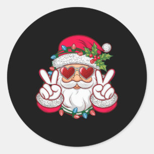 Santa Gesicht Retro Sonnenbrille Weihnachten Xmas Runder Aufkleber