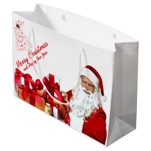 Santa Gift Bag - Groß, glänzend Große Geschenktüte (Rückseite Schrägansicht)