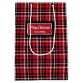 Santa Gift Bags Red Black Plaid Personalized Wrap Mittlere Geschenktüte (Rückseite)