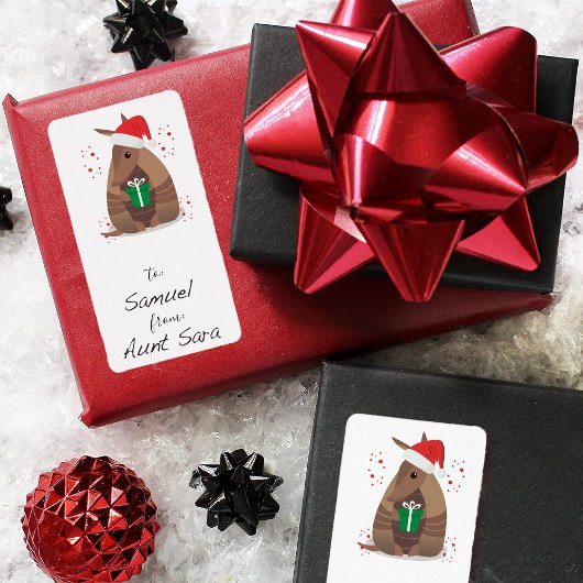 Santa Gift Gift Armadillo Texas Geschenksticker Adressaufkleber