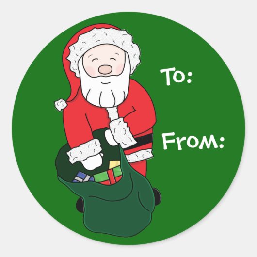 Santa Gift Tag Runder Aufkleber (Vorderseite)