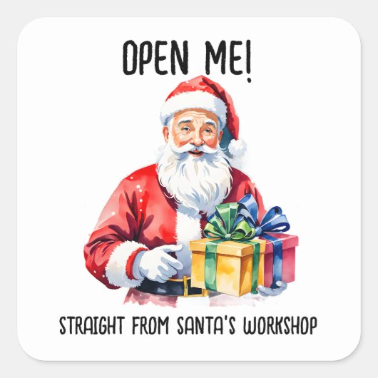 Santa Gift Tag Sticker – ‘Open Me! Straight from (Vorderseite)