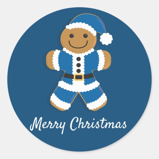 Santa Gingerbread Man Blue | Aufkleber (Vorderseite)