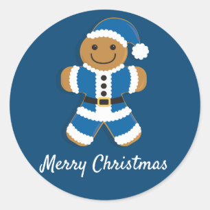 Santa Gingerbread Man Blue   Aufkleber