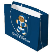 Santa Gingerbread Man Blue | Große Geschenktasche Geschenktüte (Rückseite Schrägansicht)