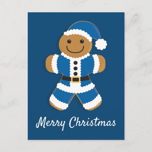 Santa Gingerbread Man Blue | Postkarte (Vorderseite)