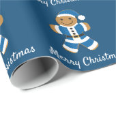 Santa Gingerbread Man Blue | Schleifpapier Geschenkpapier (Rolleneckpunkt)
