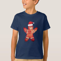 Santa Gingerbread Man Cookie Zeichnend T - Shirt