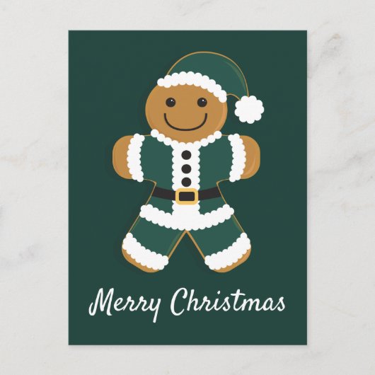 Santa Gingerbread Man Green | Postkarte (Vorderseite)