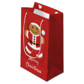 Santa Gingerbread Man | Kleine Geschenktasche Geschenktüte (Vorderseite Schrägansicht)