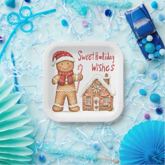 Santa Gingerbread man Paper Plate Pappteller (Party)
