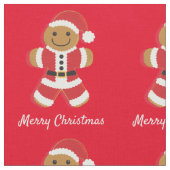 Santa Gingerbread Mann Frohe Weihnachten Stoff (Nahaufnahme)