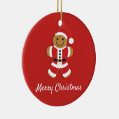 Santa Gingerbread Mann Rote Weihnachten Keramik Ornament (Rechts)