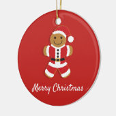 Santa Gingerbread Mann Rote Weihnachten Keramik Ornament (Links)