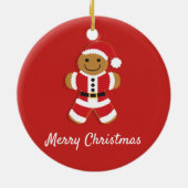 Santa Gingerbread Mann Rote Weihnachten Keramik Ornament (Hinten)