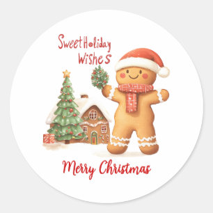 Santa Gingerbread Mann Weihnachten Runder Aufkleber