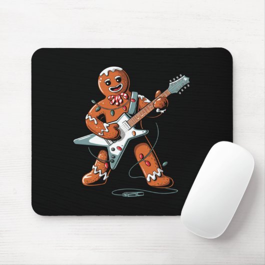 Santa Gingerbread Playing Guitar Funny Christmas P Mousepad (Mit Mouse)