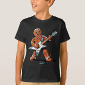 Santa Gingerbread Playing Guitar Funny Christmas P T-Shirt (Vorderseite)