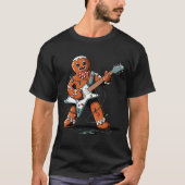 Santa Gingerbread Playing Guitar Funny Christmas P T-Shirt (Vorderseite)