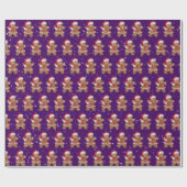 Santa Gingerbrot Kekselmädchen mit Schneeflocken Geschenkpapier (Flach)