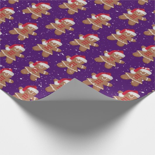 Santa Gingerbrot Kekselmädchen mit Schneeflocken Geschenkpapier (Ecke)