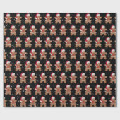 Santa Gingerbrot Kekselmädchen mit Schneeflocken Geschenkpapier (Flach)