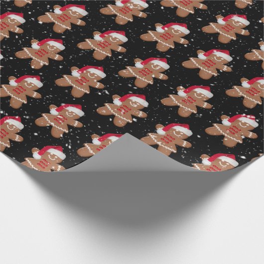 Santa Gingerbrot Kekselmädchen mit Schneeflocken Geschenkpapier (Ecke)