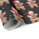 Santa Gingerbrot Kekselmädchen mit Schneeflocken Geschenkpapier (Rolleneckpunkt)