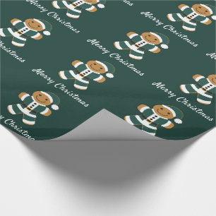 Santa Gingerbrot Mann Grün  Wrackpapier Geschenkpapier