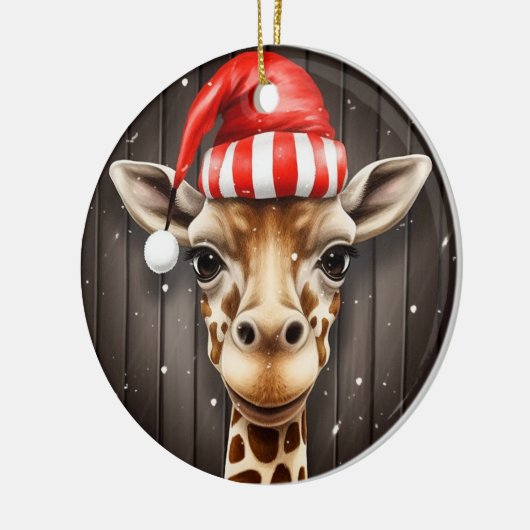 Santa Giraffe Keramik Ornament (Links)