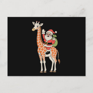Santa-Giraffe-Weihnachtsfamilie-Xmas-Festtagszeit Feiertagspostkarte