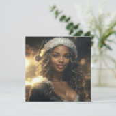 Santa Girl auf dem Weihnachtsmarkt Karte (Stehend Vorderseite)